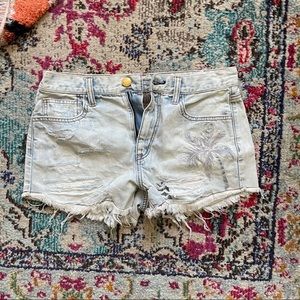 American Eagle Embroidered Jean Shorts